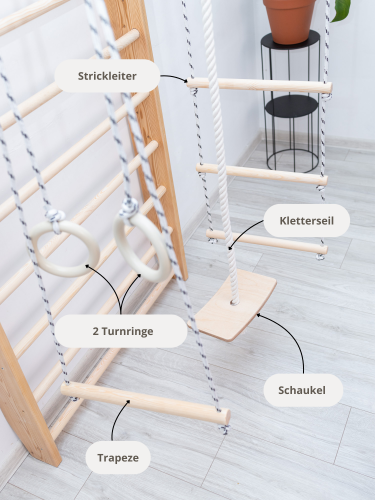 Sprossenwand für Kinderzimmer, Klettergerüst x245